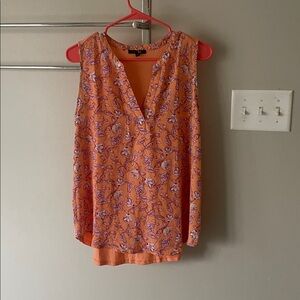 Papermoon Sleeveless Blouse Top Size Medium Orange Peach Floral